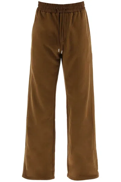 Saint Laurent Sporty Trousers With Satin Waistband In Brown