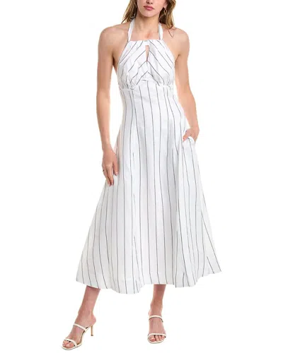 Nicholas Isadora Cutout Striped Linen-blend Halterneck Midi Dress In White