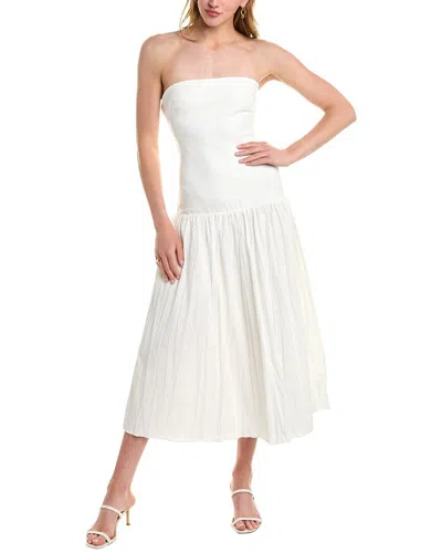 Nicholas Jaxon Strapless Cotton-poplin And Jersey Midi Dress In White