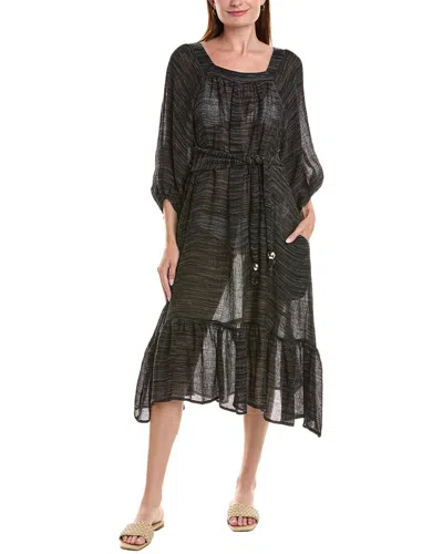 Lisa Marie Fernandez Laure Belted Linen-blend Gauze Midi Dress In Black