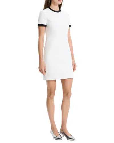 Theory Short-sleeve Bicolor Sheath Mini Dress In White