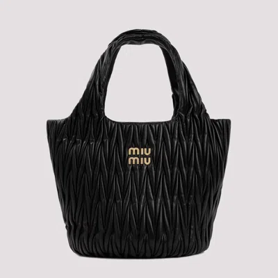 Miu Miu Miu Wander Shopping Bag Black Matelasse Women