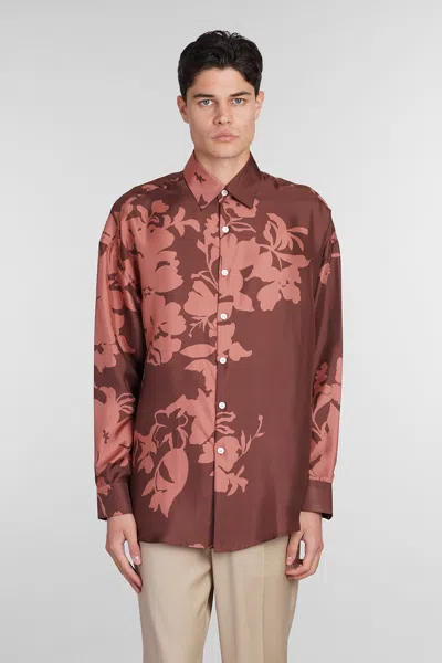 Costumein Valentino Floral-print Silk Shirt In Brown