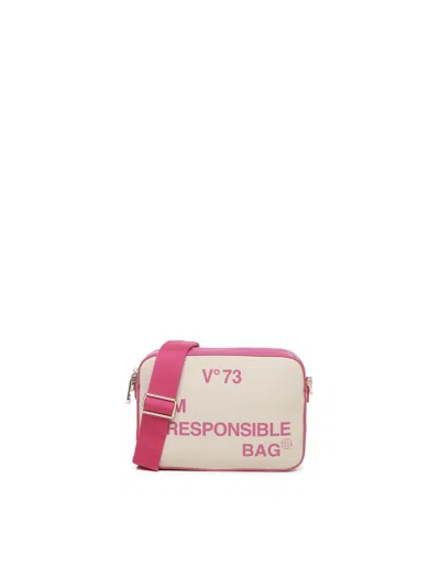 V73 Responsibility Bis Canvas Tote Bag In Natural, Fuxia