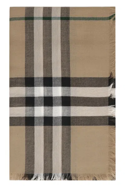 Burberry Check Motif Scarf In Brown