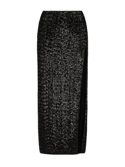 Oseree Oséree Sequin Embellished Side Slit Midi Skirt In Black