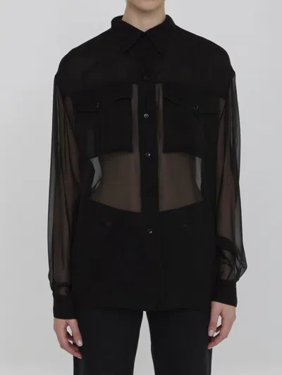 Saint Laurent Silk Crêpe Shirt In Black