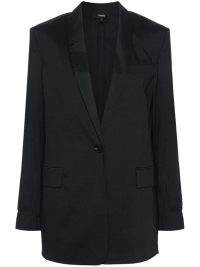 Theory Rolled Sleeve Blazer In Blue