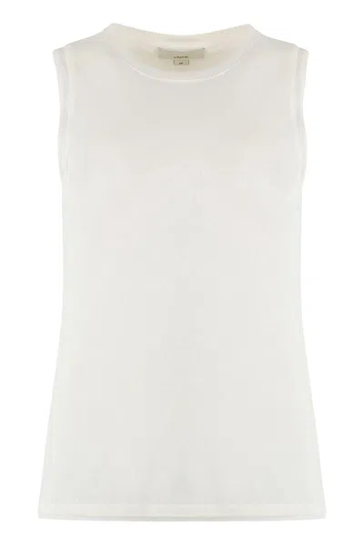 Vince Cotton Tank Top In Ivory