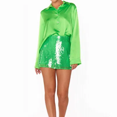 Show Me Your Mumu - All Night Skort In Bright Green Sequin