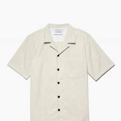 Frame Light Weight Cord Camp Collared Shirt In White Beige