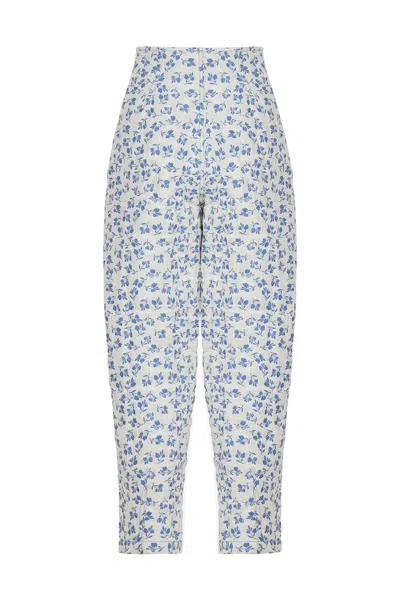 Nocturne Women's High Waisted Floral Quilted Pants In White