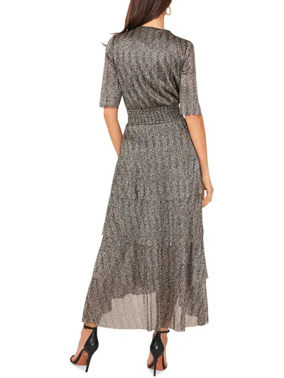 Vince Camuto Womens Smocked Long Cocktail And Party Dress In Gray