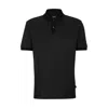 Hugo Boss Structured-cotton Polo Shirt With Mercerized Finish In Black