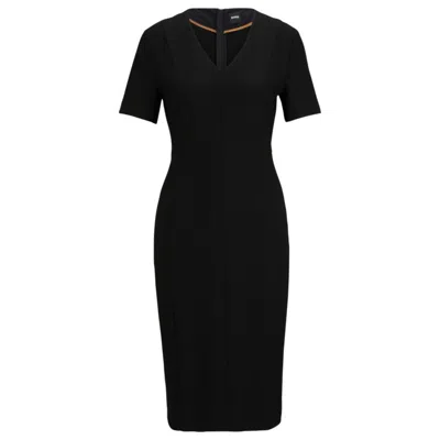 Hugo Boss Slim-fit Business Dress With Full Rear Zip In Black