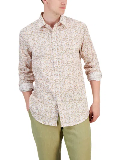 Club Room Mens Paisley Stretch Button-down Shirt In Beige