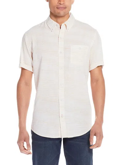 Weatherproof Vintage Mens Linen Button-down Shirt In Beige