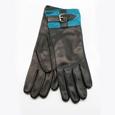 Portolano Leather Gloves With Fancy Cuff In Black