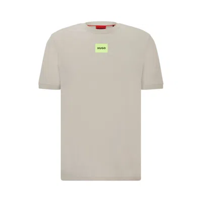 Hugo Cotton-jersey T-shirt With Logo Label In Light Grey