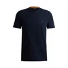 Hugo Boss Cotton-jersey T-shirt With Tonal Logo In Dark Blue