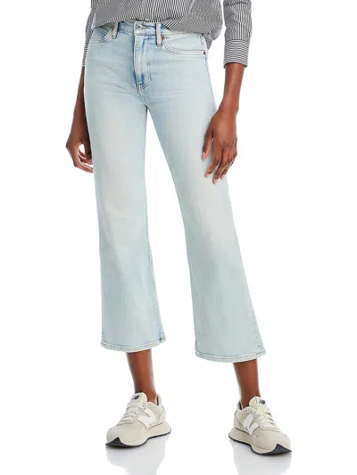 Re/done Womens High Rise Cropped Bootcut Jeans In Blue