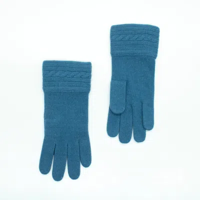 Portolano Cashmere Gloves With Cabled Cuff In Blue