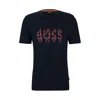 Hugo Boss Cotton-jersey Regular-fit T-shirt With Seasonal Artwork In Dark Blue