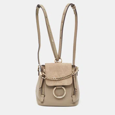 Chloé Leather And Suede Faye Backpack In Grey
