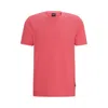 Hugo Boss Cotton-blend T-shirt With Bubble-jacquard Structure In Dark Pink
