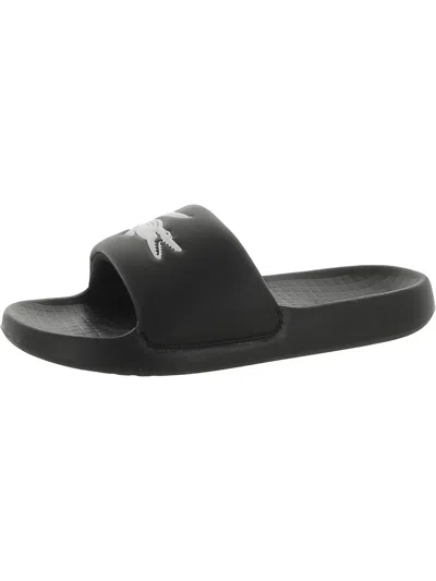 Lacoste Serve Slide Womens Cushioned Footbed Manmade Slide Sandals In Black