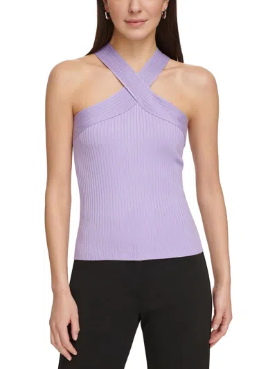 Dkny Womens Ribbed Halter Top In Purple
