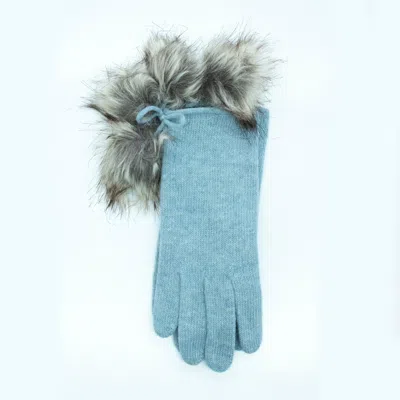Portolano Gloves With Fur Poms In Blue