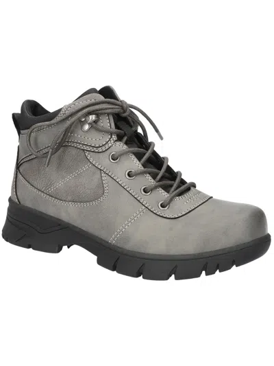 Easy Works By Easy Street Kayla Womens Faux Leather Combat & Lace-up Boots In Grey