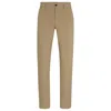 Hugo Boss Slim-fit Chinos In Stretch-cotton Satin In Open Brown 246