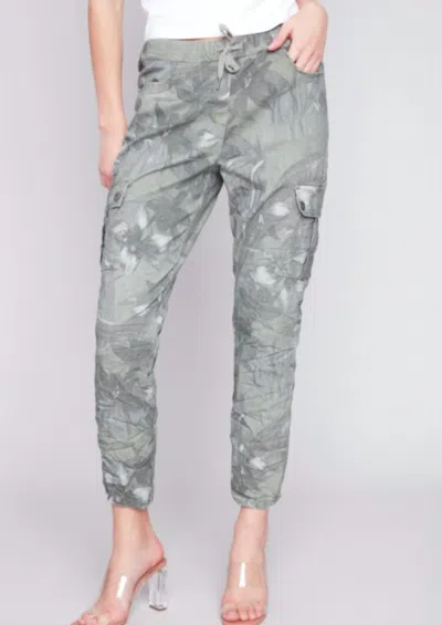 Charlie B Cargo Jogger Pants In Celadon In Grey