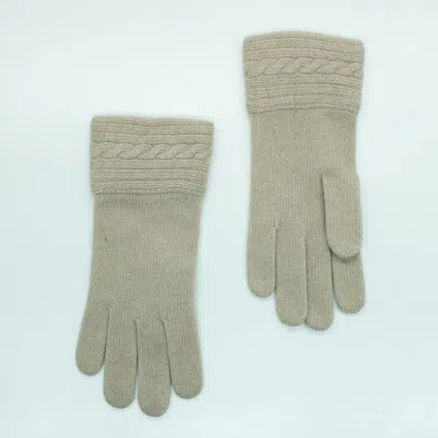 Portolano Cashmere Gloves With Cabled Cuff In Beige
