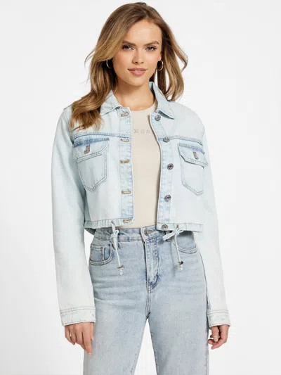 Guess Factory Lyra Cropped Denim Jacket In Blue