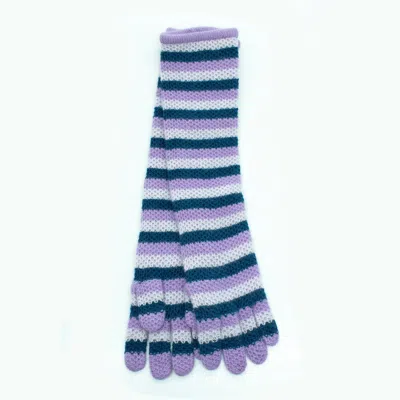 Portolano Cashmere Long Striped Gloves In Purple