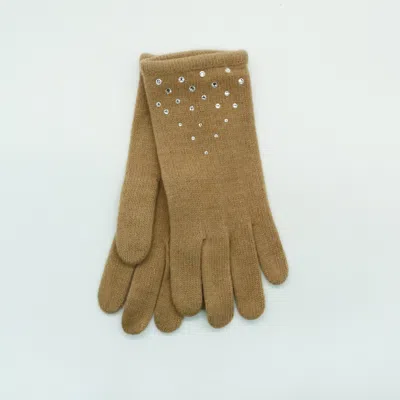 Portolano Cashmere Gloves With Stones In Brown