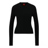 Hugo Rib-knit Sweater With Mock Neckline And Logo Label In Black