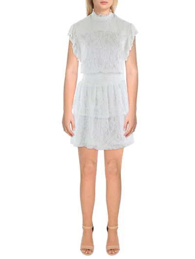 Aqua Womens Bridal Shower Lace Overlay Mini Dress In White