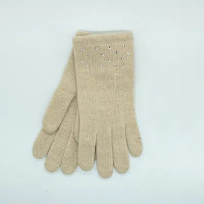Portolano Cashmere Gloves With Stones In Beige