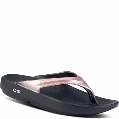 Oofos Women's Oolala Luxe Thong Sandal In Rose Sparkle In Pink
