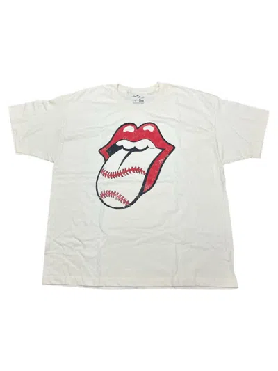 Livy Lu Women's Rolling Stones Baseball Lick Oversized Tee In Off White