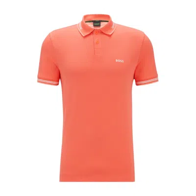 Hugo Boss Stretch-cotton Slim-fit Polo Shirt With Branding In Light Red