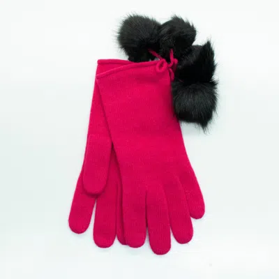 Portolano Gloves With Fur Poms In Pink
