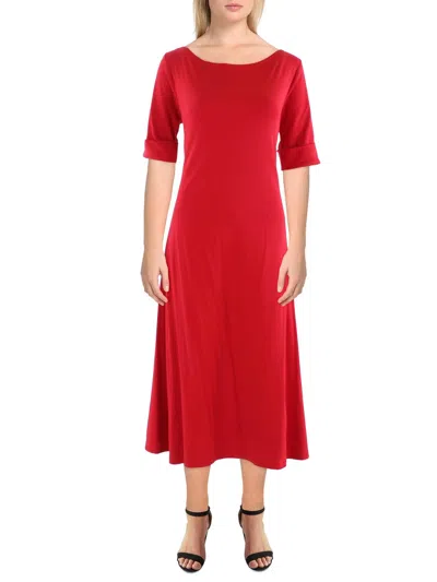 Lauren Ralph Lauren Womens Comfy Midi T-shirt Dress In Red