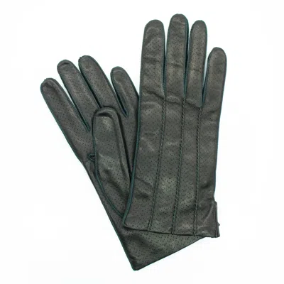 Portolano Leather Gloves With Contrast Stitches In Green