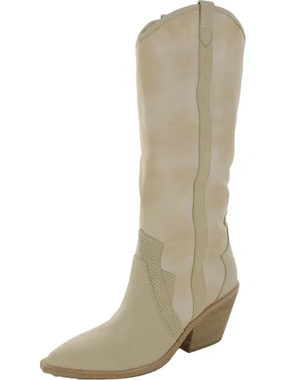 Dolce Vita Womens Suede Pointed Toe Cowboy, Western Boots In Beige