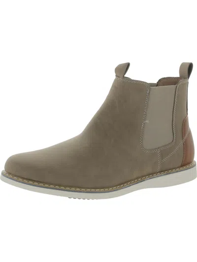 Reserved Footwear Hunter Mens Faux Leather Wedge Chelsea Boots In Beige